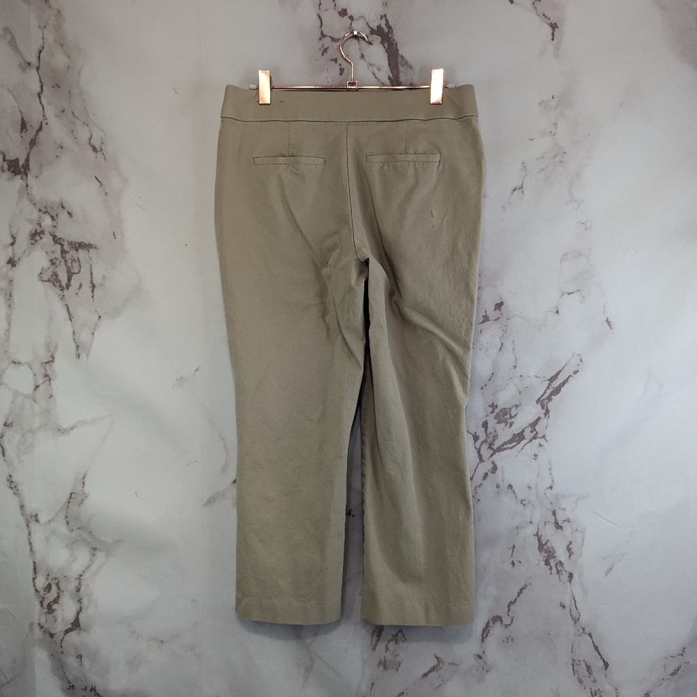 Chicos Pants Womens 00 2 Khaki Tan Stretch Skinny Ankle Capri Zip High Rise